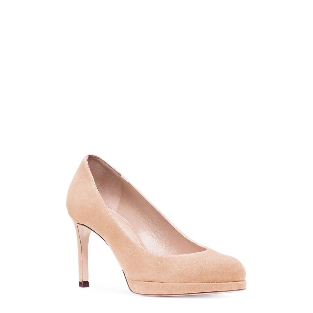 NWOB Damaged Stuart Weitzman Beatrix Platform Pumps in Adobe Suede Size 9